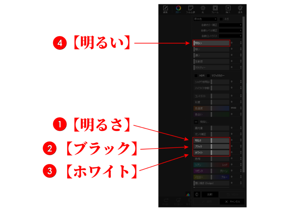 白さの調整項目